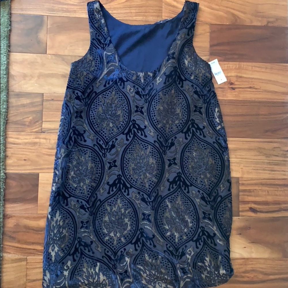 Blue and Gold Velvet Loft Dress